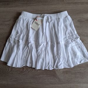 White Tiered Crinkle Mini Skirt